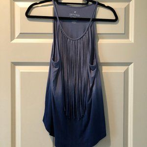 New AE Blue Ombre Women's Tank with Tassels